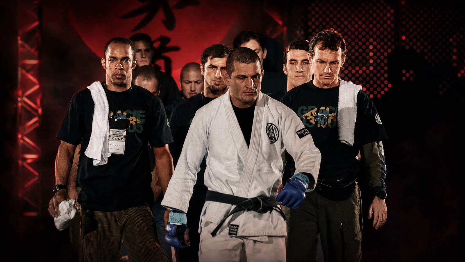 Ralph Gracie entering a Brazilian Jiu-Jitsu event with his team